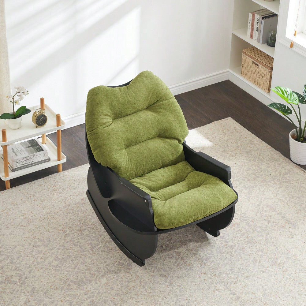 30.31 Inch Rocking Chair For Adults And Kids - Casual Comfort Seat For Balcony And Lunch Breaks Beige