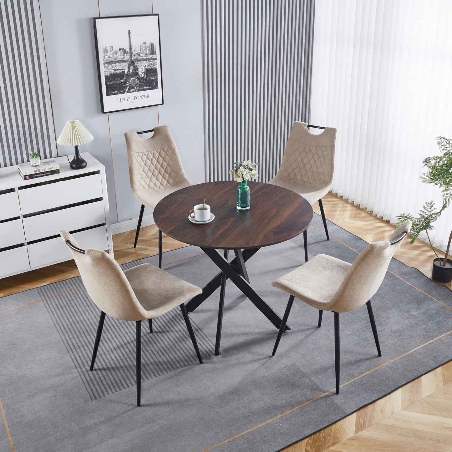 47.2 Inch Round Dining Table For Home And Office With Cross Leg Design - Versatile Coffee Table