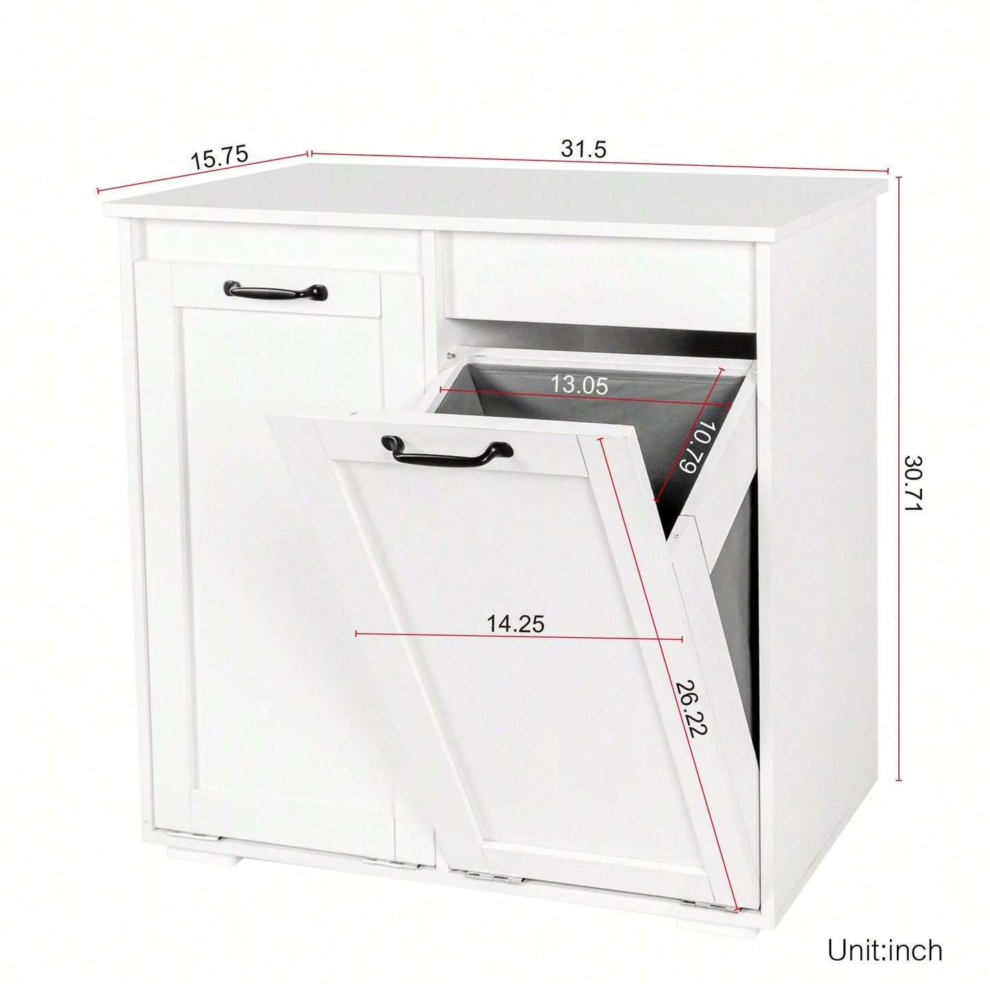 Laundry Cabinet With Dual Removable Liner Bags For Easy Organization And Storage