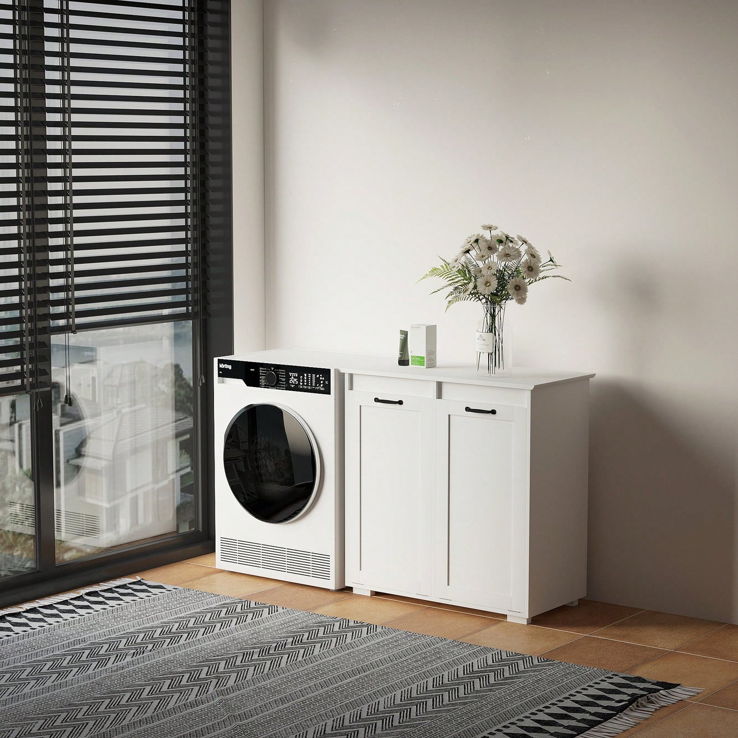 Laundry Cabinet With Dual Removable Liner Bags For Easy Organization And Storage