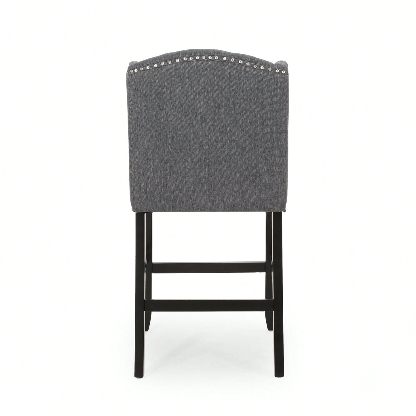 Fabric Tufted Wingback Counter Stools Set Of 2 For Kitchen Or Bar Charcoal And Dark Brown