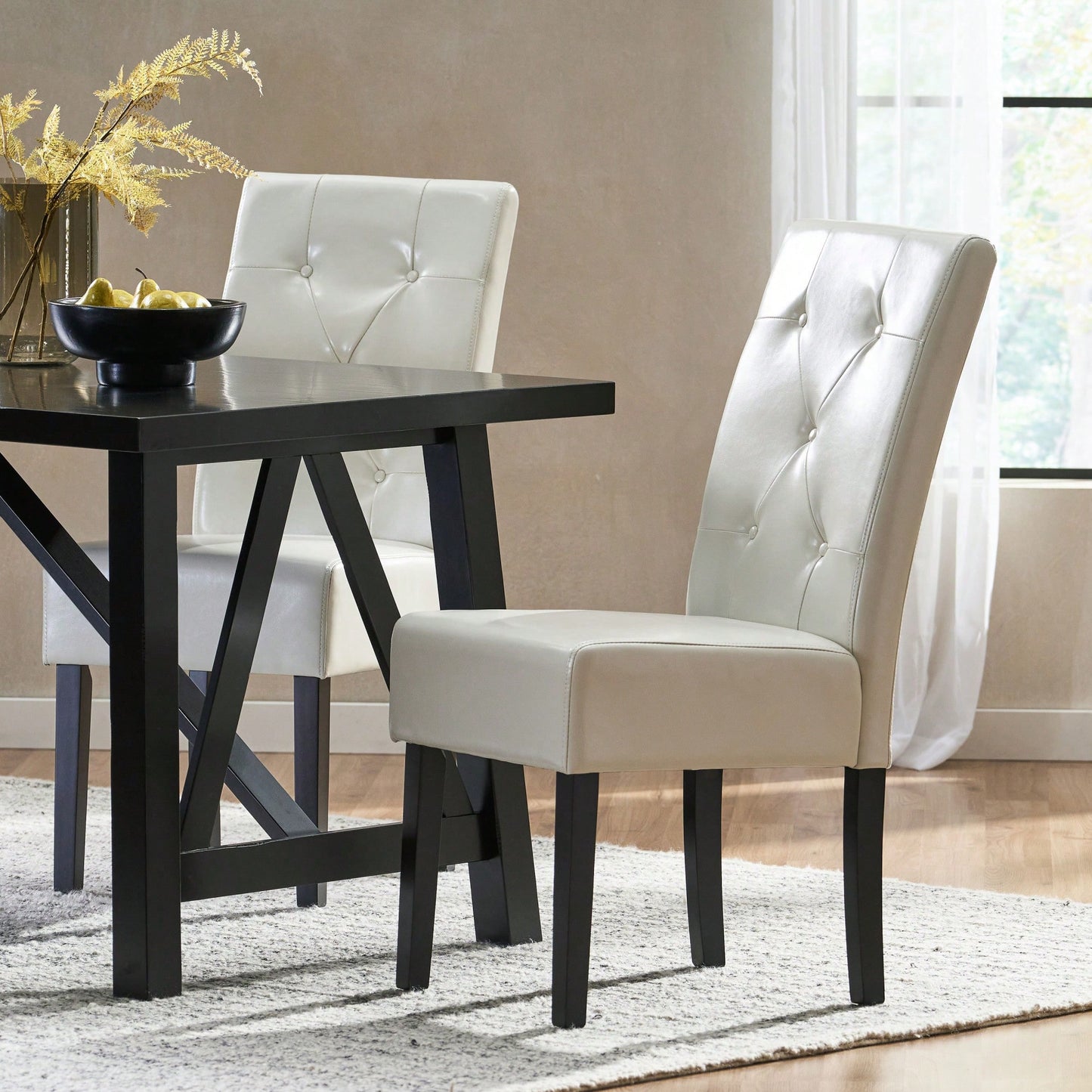 Set Of 2 Elegant Modern Dining Chair With Comfortable Upholstery And Stylish Design