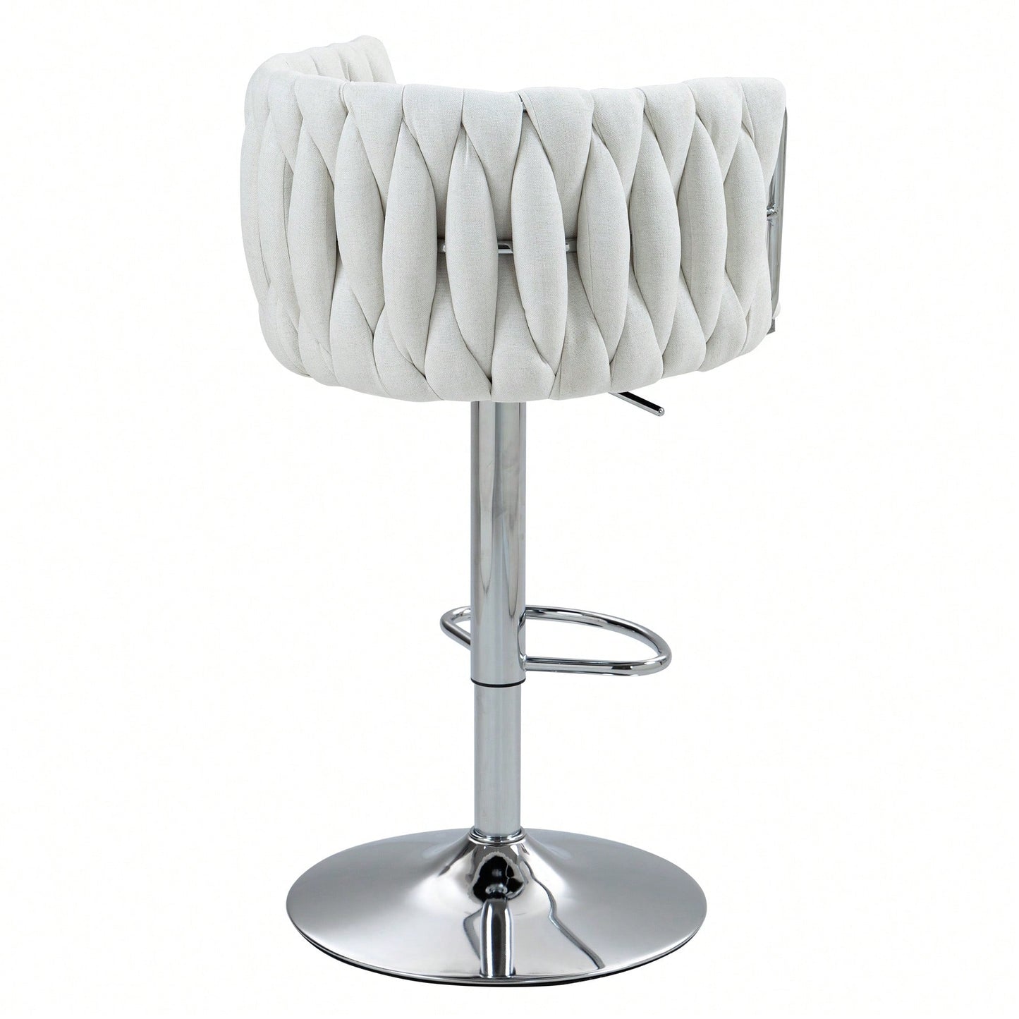 Adjustable 360° Swivel Bar Stools Set Of 2 With Woven Back And Footrest For Kitchen Island Cafe Pub Beige