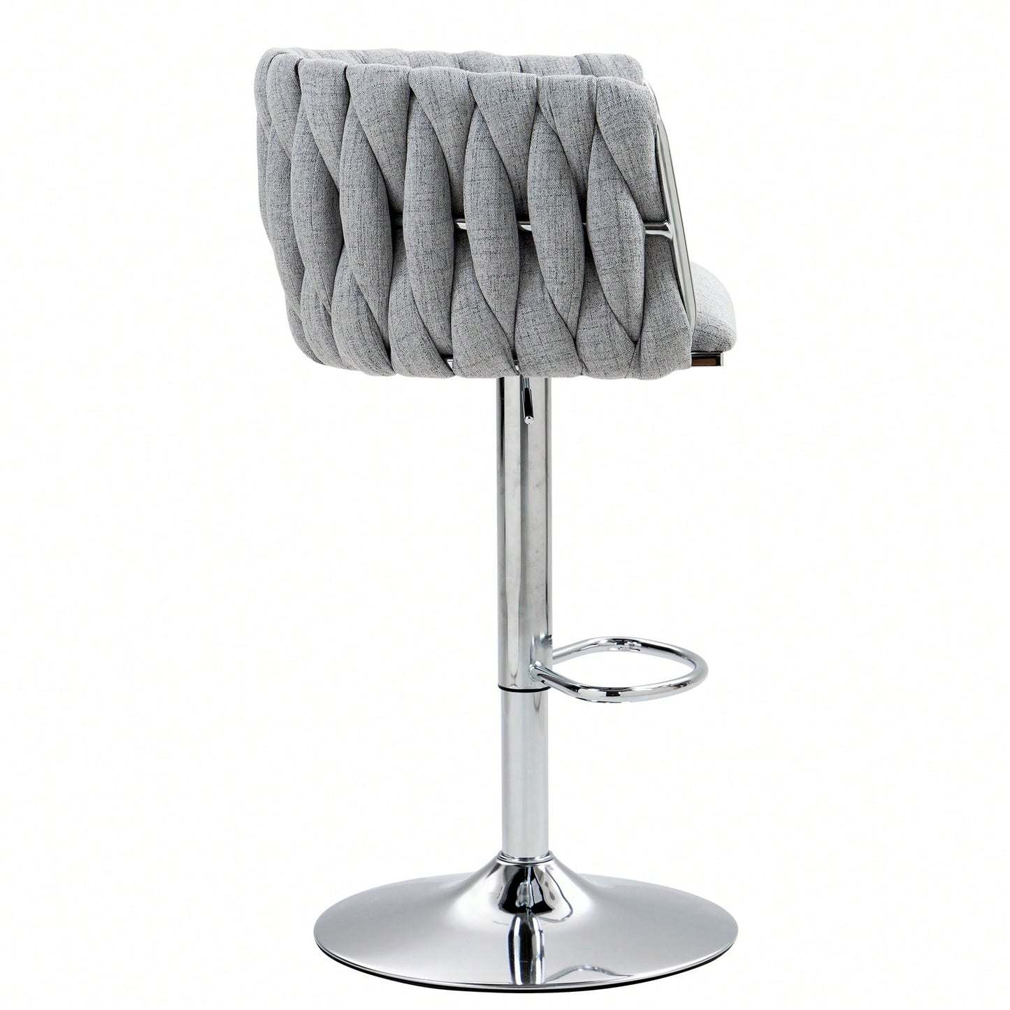Adjustable 360° Swivel Bar Stools Set Of 2 With Woven Back And Footrest For Kitchen Island Cafe Pub Beige