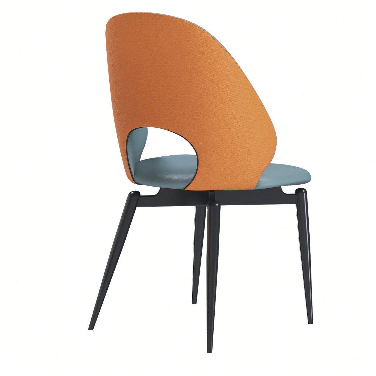 Modern PU Leather Metal Dining Chairs Set Of 2 For Kitchen And Dining Room In Orange And Grey