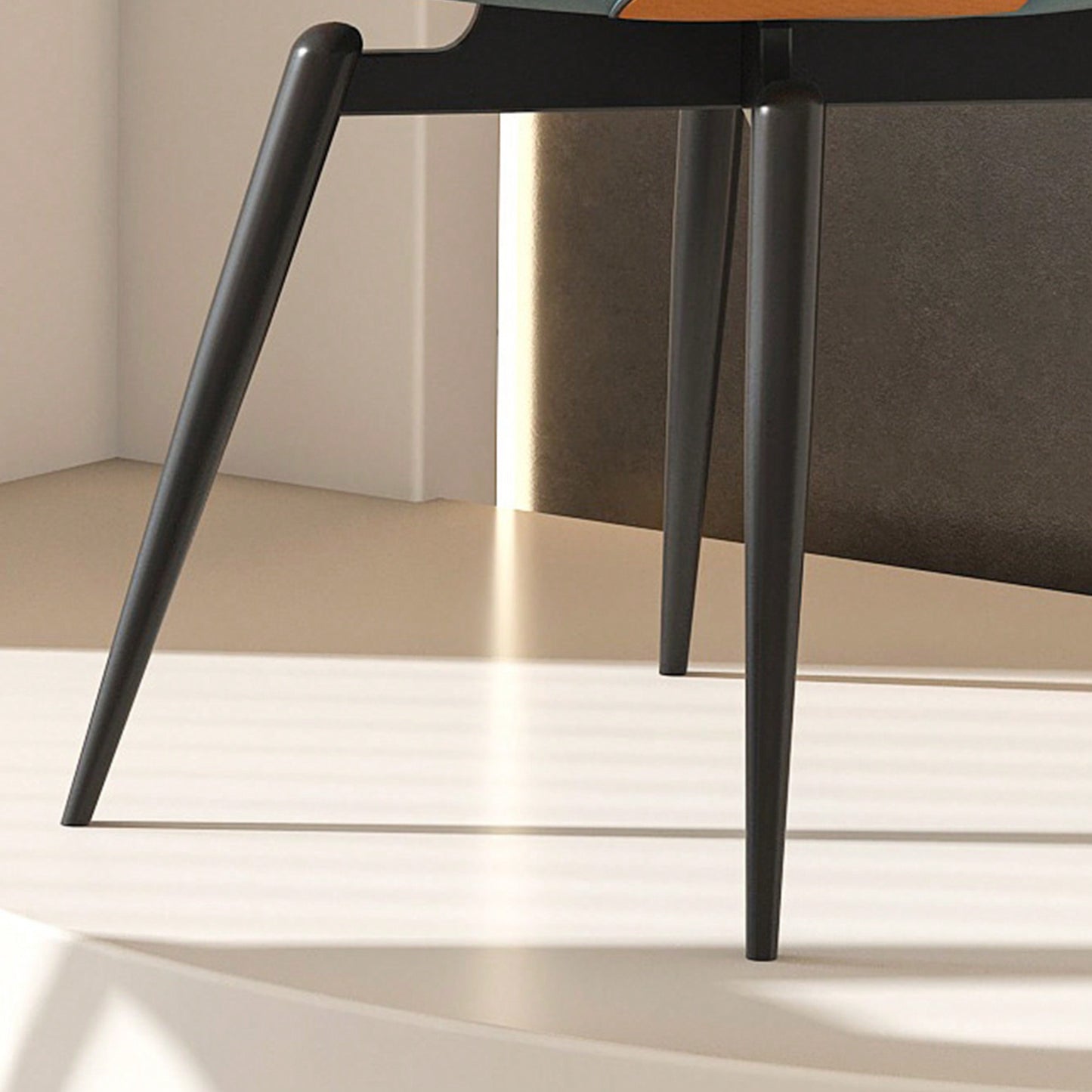 Modern PU Leather Metal Dining Chairs Set Of 2 For Kitchen And Dining Room In Orange And Grey