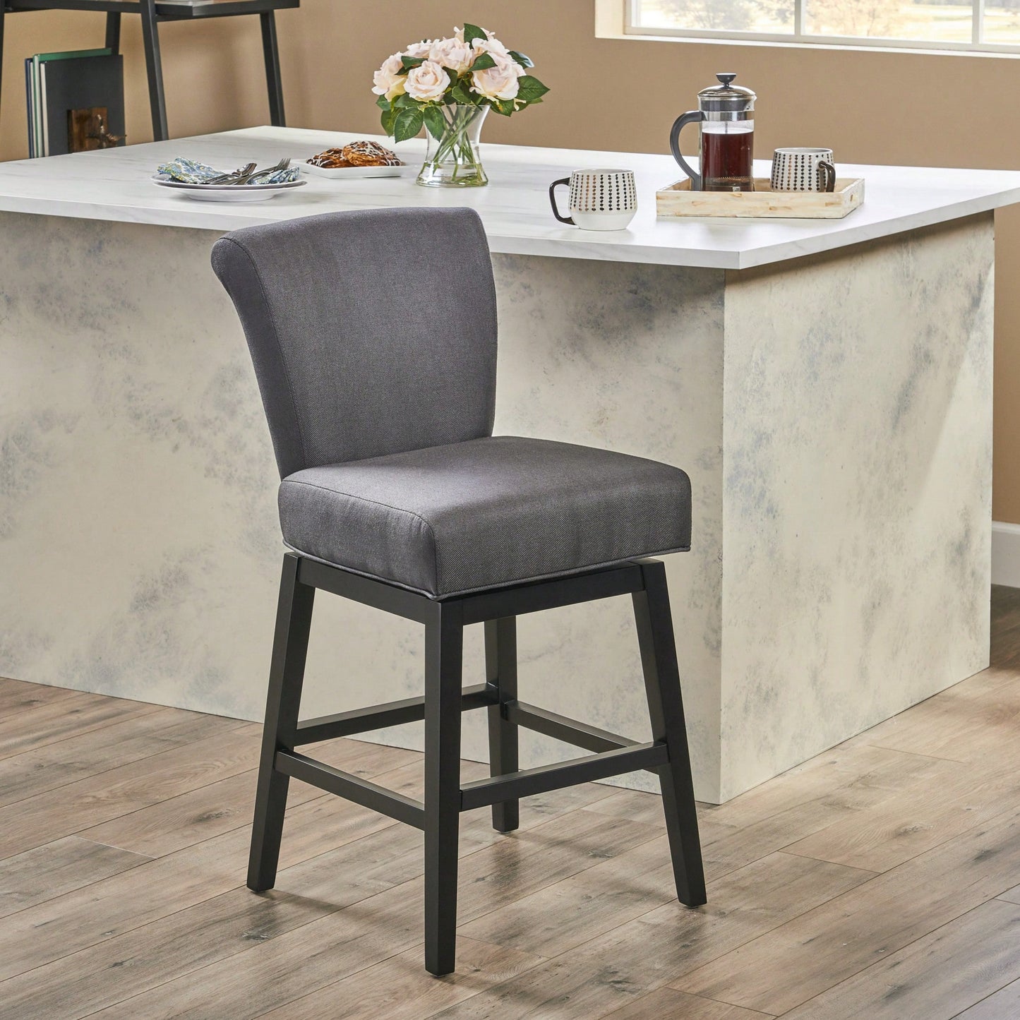 Modern Swivel Counter Stool With Adjustable Height And Stylish Design For Kitchen Or Bar Use