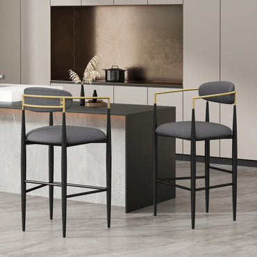 Set Of 2 Stylish Bar Stools With Comfortable Cushions And Modern Design