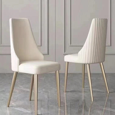 Set Of 2 PU Leather Dining Chairs With Sturdy Metal Legs White