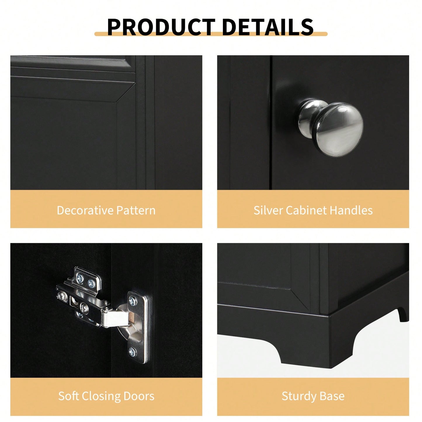 20 Inch Black Bathroom Vanity With Sink Soft Close Door Storage Cabinet Adjustable Shelves