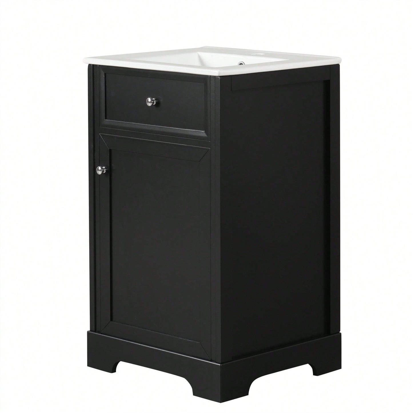 20 Inch Black Bathroom Vanity With Sink Soft Close Door Storage Cabinet Adjustable Shelves