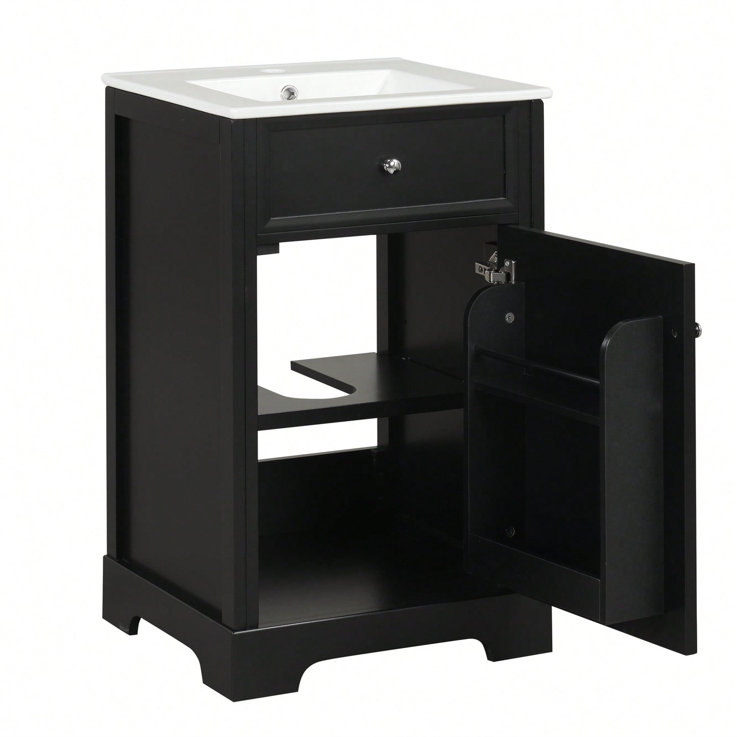 20 Inch Black Bathroom Vanity With Sink Soft Close Door Storage Cabinet Adjustable Shelves