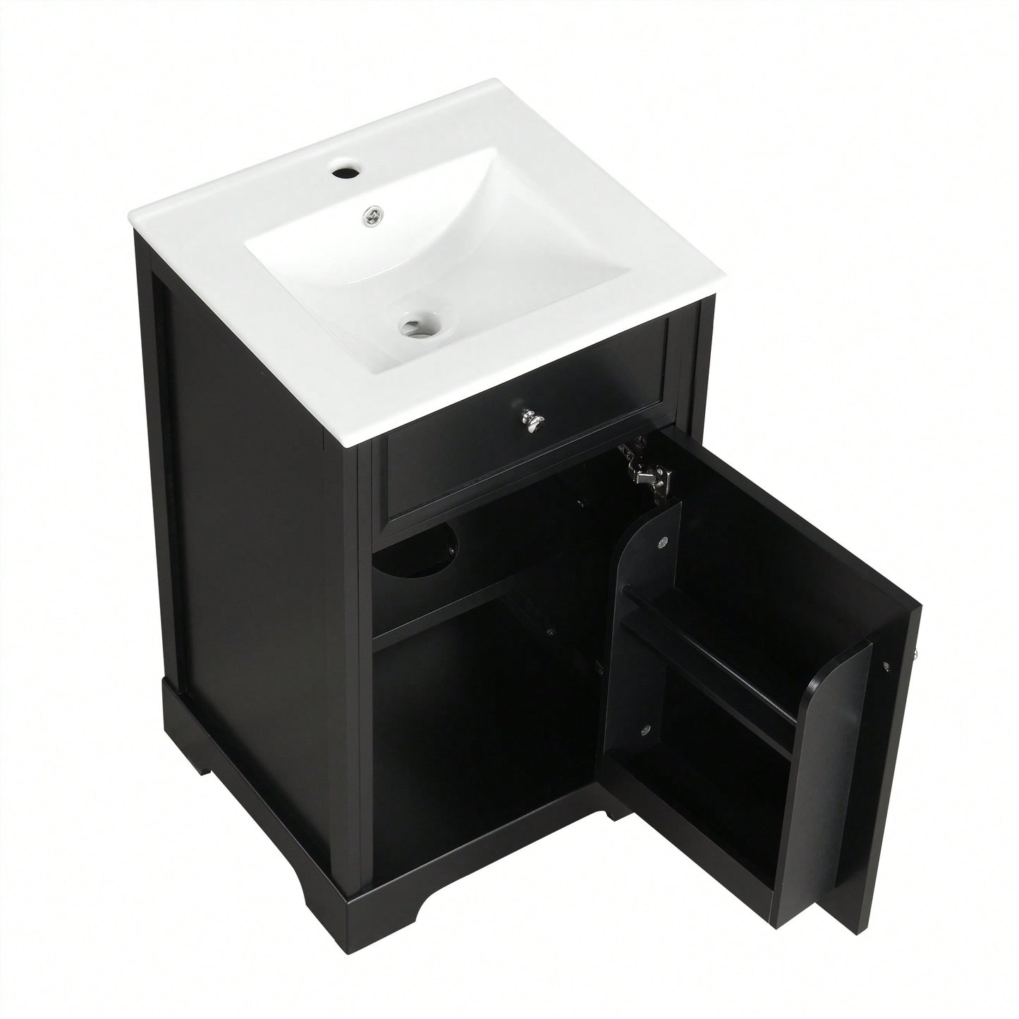 20 Inch Black Bathroom Vanity With Sink Soft Close Door Storage Cabinet Adjustable Shelves