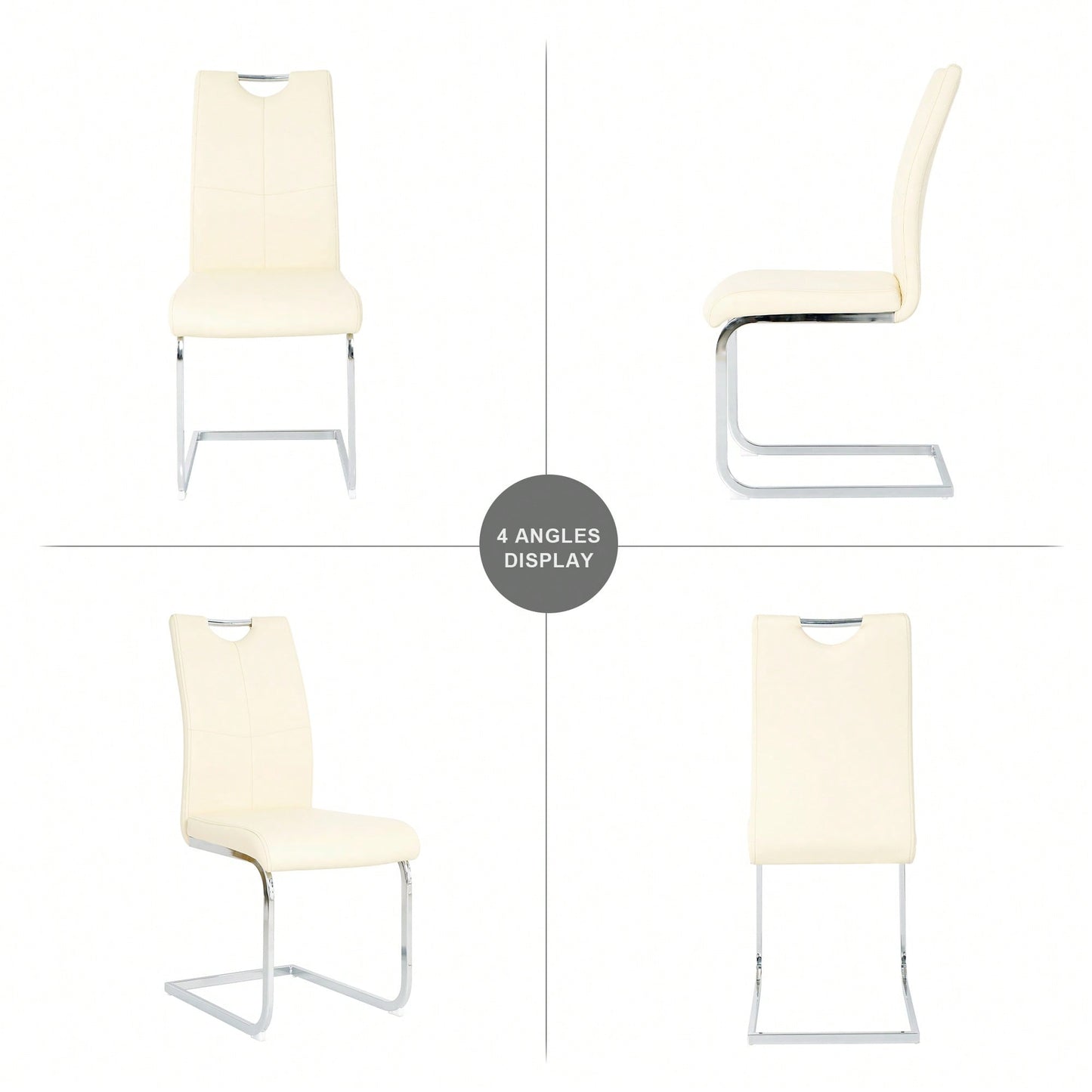 Set Of 4 Modern Light Yellow Upholstered Dining Chairs With Electroplated Metal Legs For Kitchen Living Room Bedroom