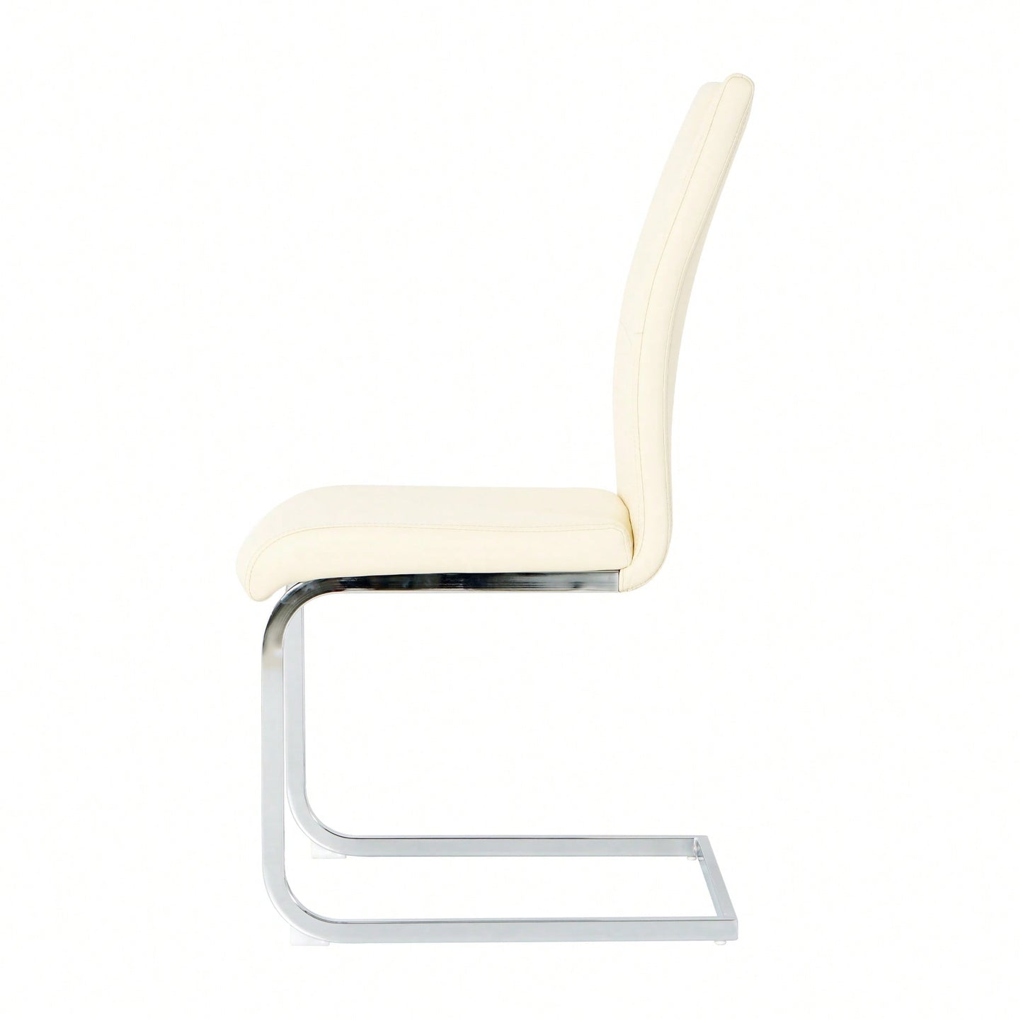 Set Of 4 Modern Light Yellow Upholstered Dining Chairs With Electroplated Metal Legs For Kitchen Living Room Bedroom