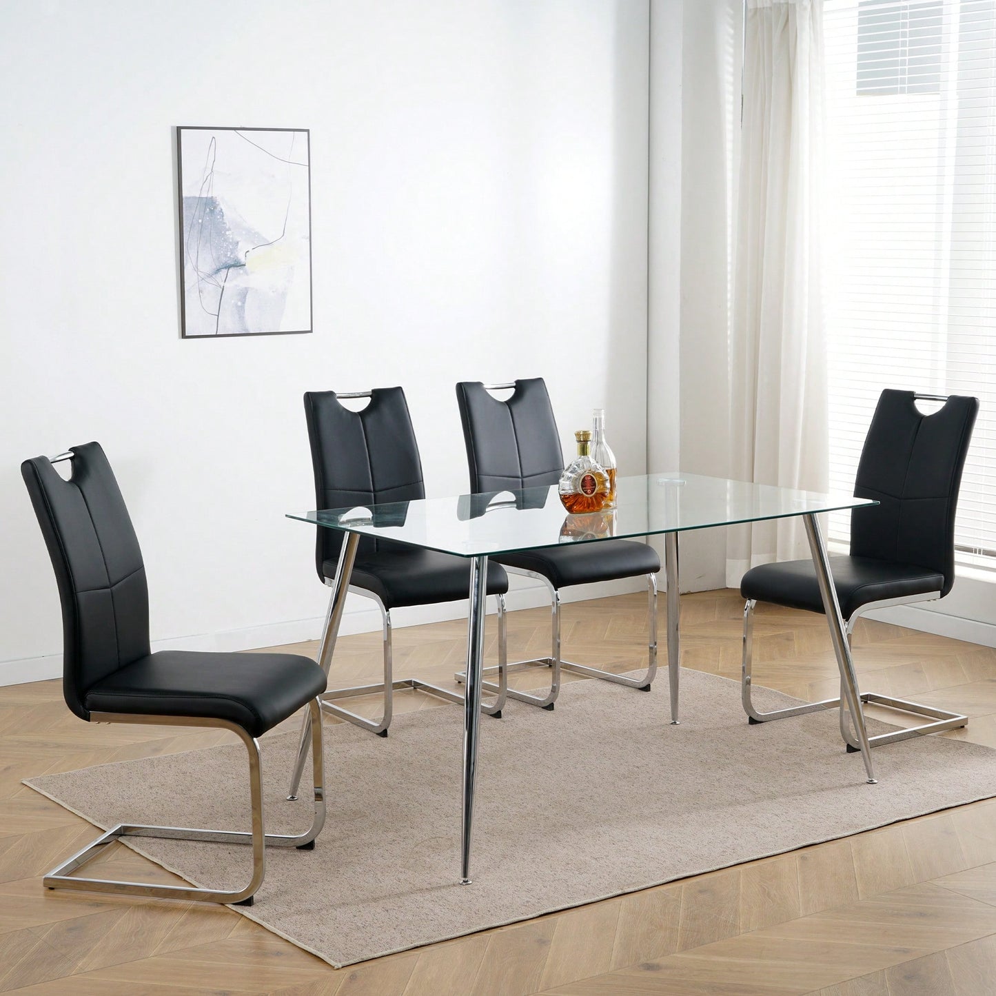 Set Of 4 Modern Light Yellow Upholstered Dining Chairs With Electroplated Metal Legs For Kitchen Living Room Bedroom