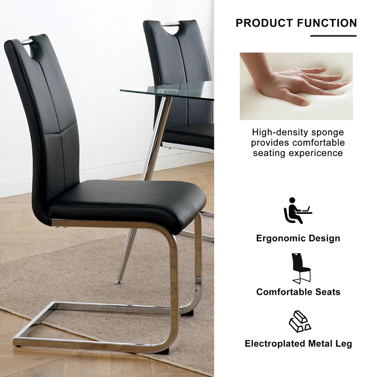 Set Of 4 Modern Light Yellow Upholstered Dining Chairs With Electroplated Metal Legs For Kitchen Living Room Bedroom