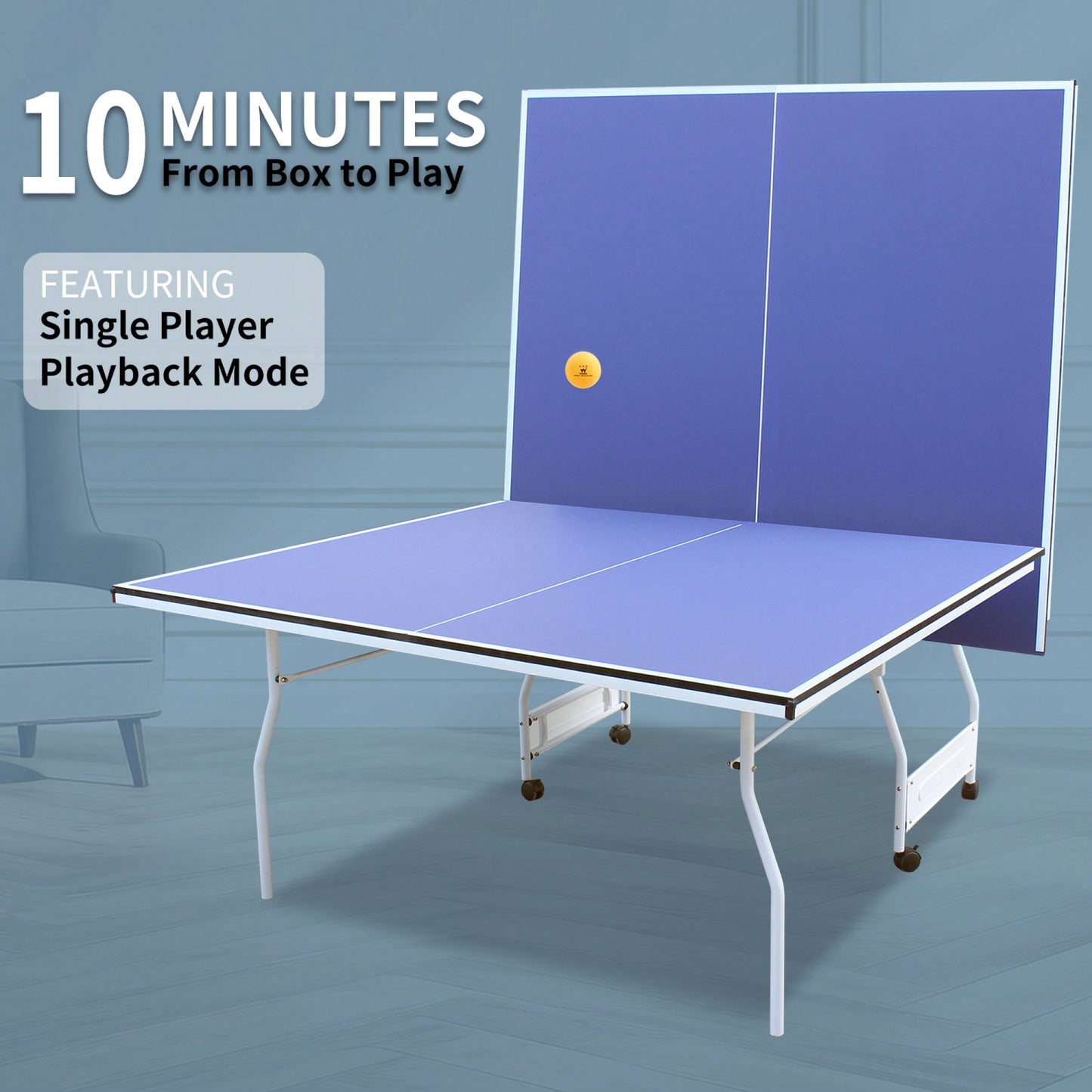 Portable 9ft Foldable Table Tennis Set With Net 2 Paddles And 3 Balls For Indoor Play