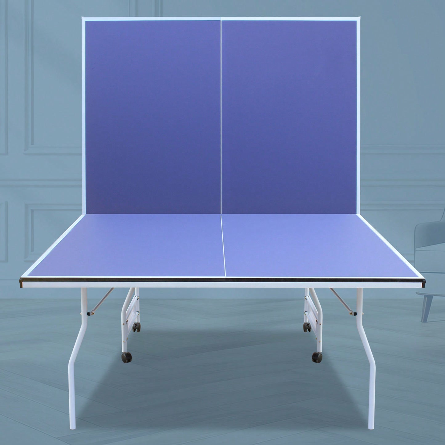 Portable 9ft Foldable Table Tennis Set With Net 2 Paddles And 3 Balls For Indoor Play