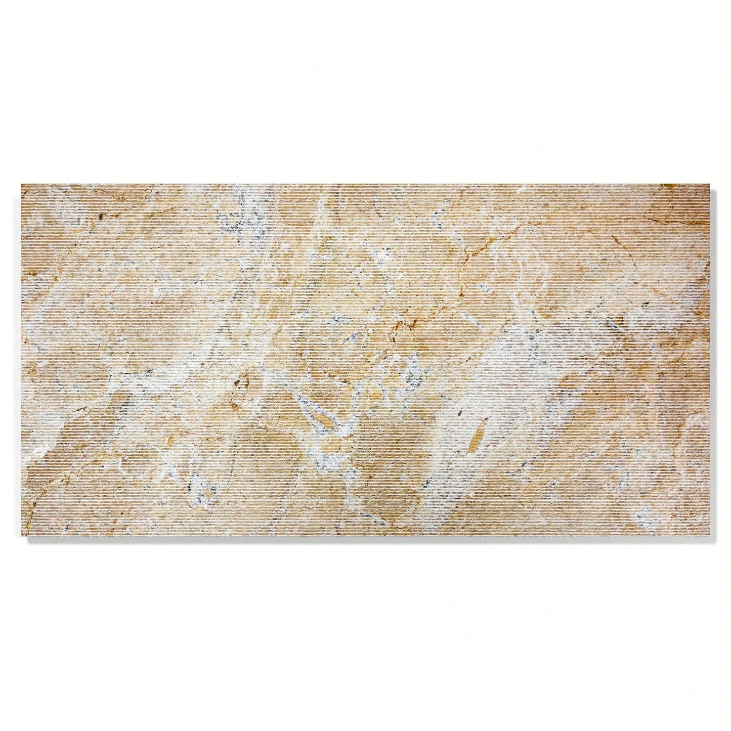3D Fluted Gold Yellow Beige Natural Marble Wall Tile Textured Finish 12x24 Inches