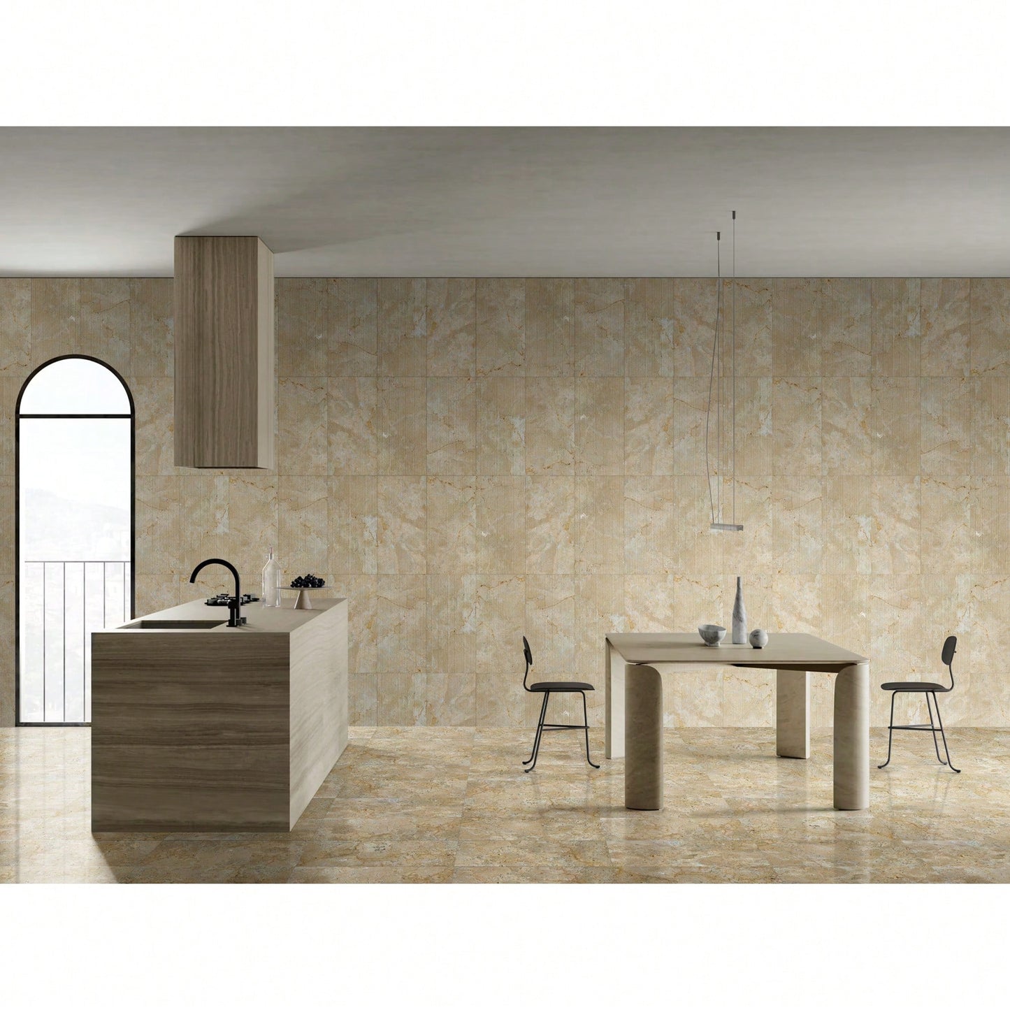3D Fluted Gold Yellow Beige Natural Marble Wall Tile Textured Finish 12x24 Inches