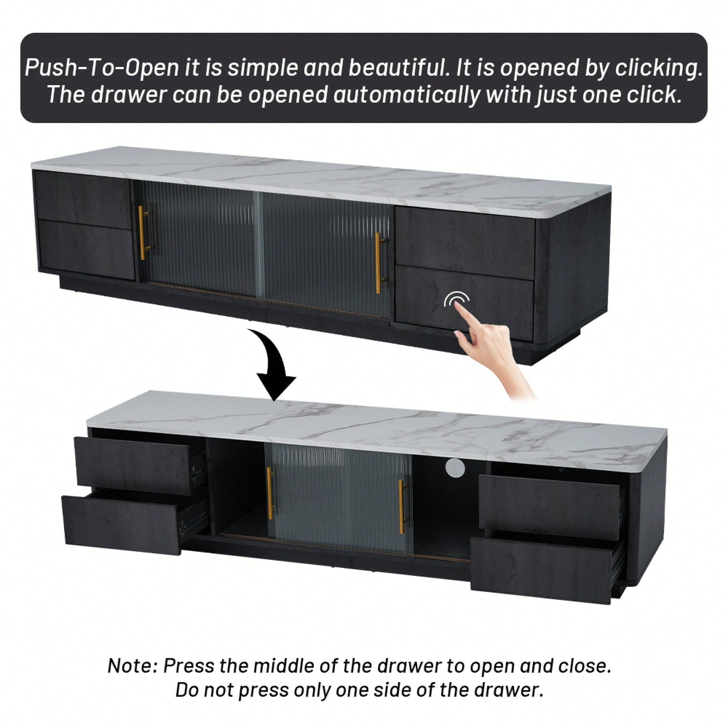 Stylish Modern TV Stand For 70 Inch TV With 4 Drawers And Large Storage Cabinet For Living Room And Bedroom
