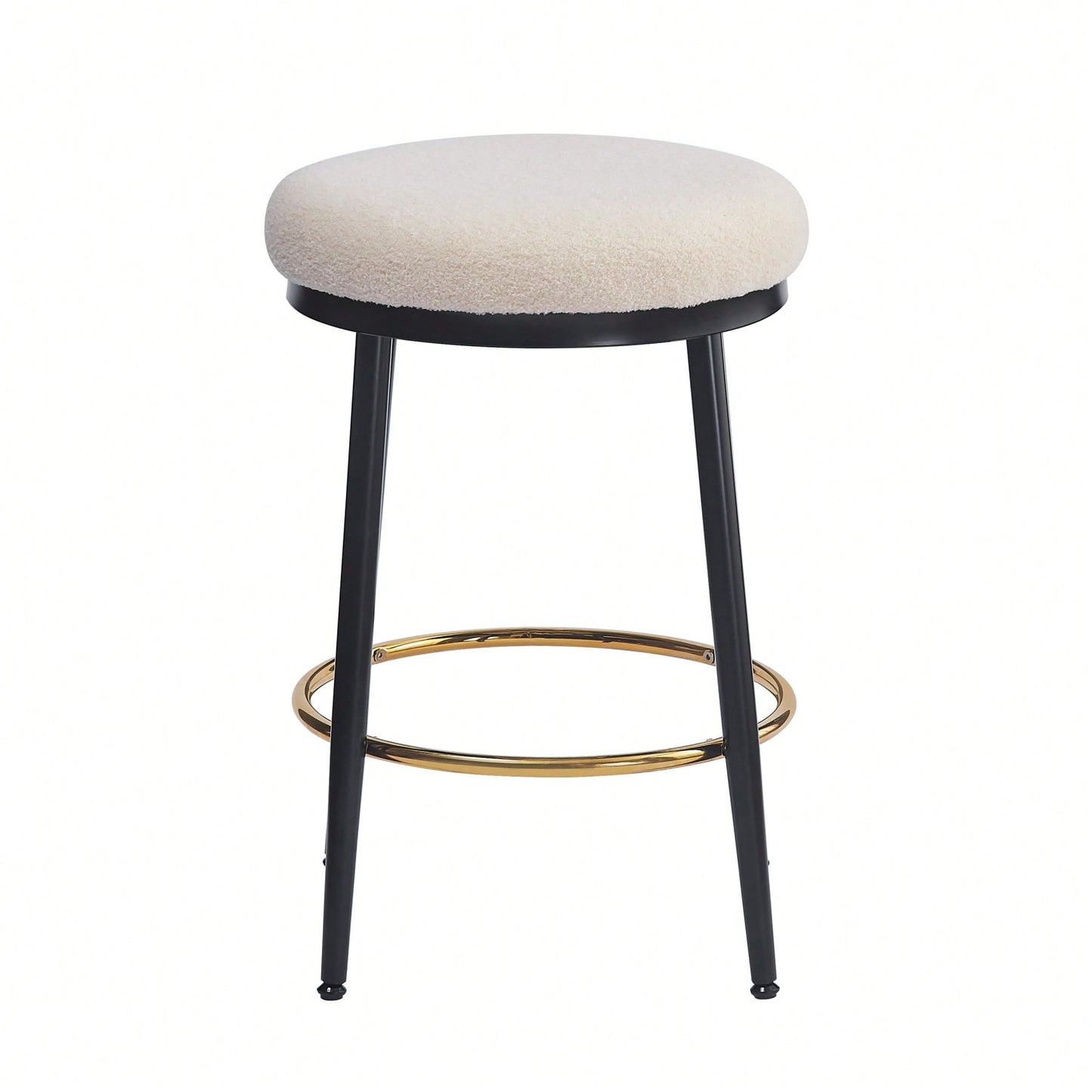 Stylish White Counter Stools Set Of 2 With Iron Frame And Comfortable Sponge Cushion For Kitchen Dining Room And Bedroom Use
