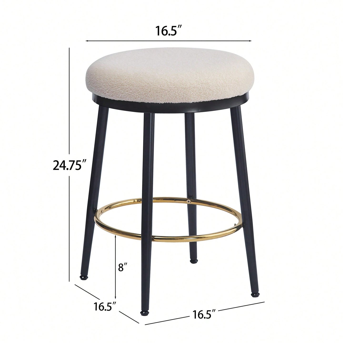 Stylish White Counter Stools Set Of 2 With Iron Frame And Comfortable Sponge Cushion For Kitchen Dining Room And Bedroom Use