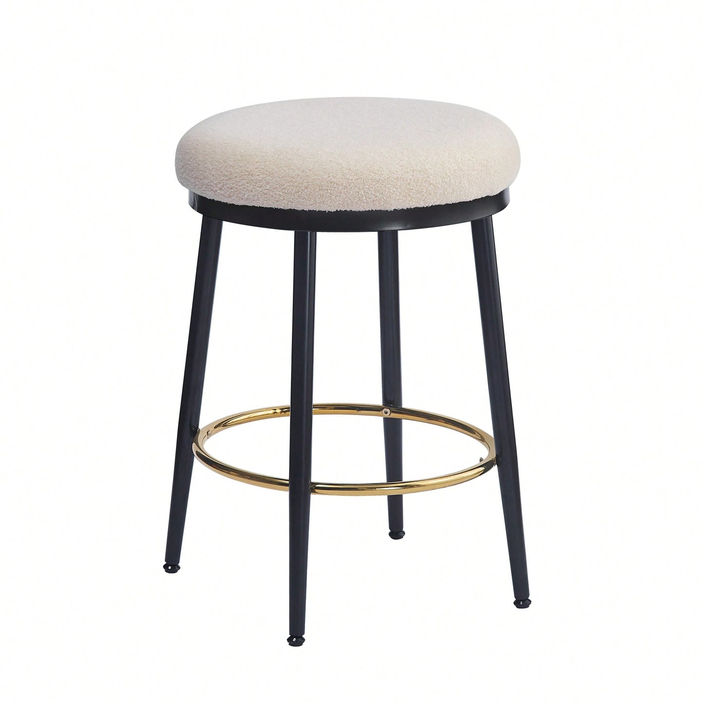 Stylish White Counter Stools Set Of 2 With Iron Frame And Comfortable Sponge Cushion For Kitchen Dining Room And Bedroom Use