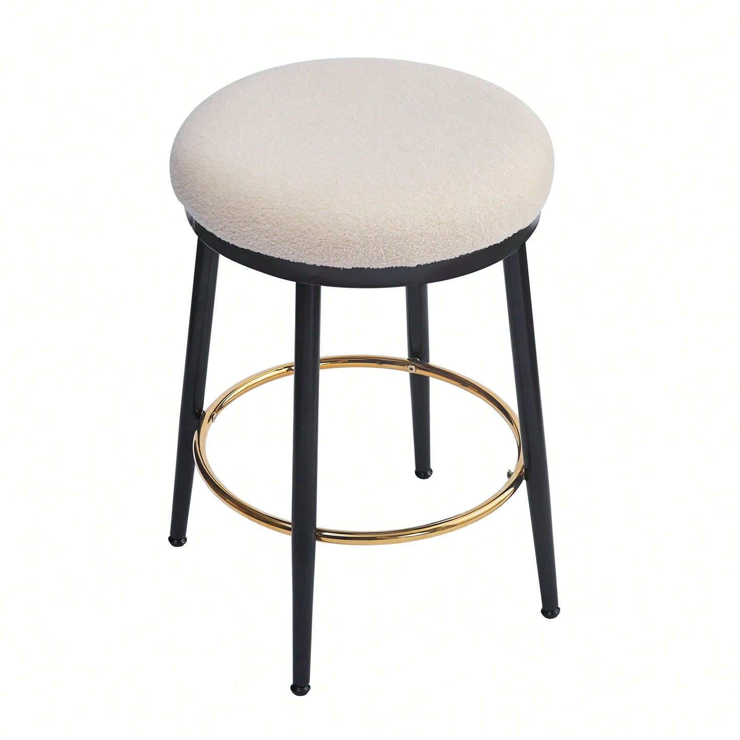 Stylish White Counter Stools Set Of 2 With Iron Frame And Comfortable Sponge Cushion For Kitchen Dining Room And Bedroom Use