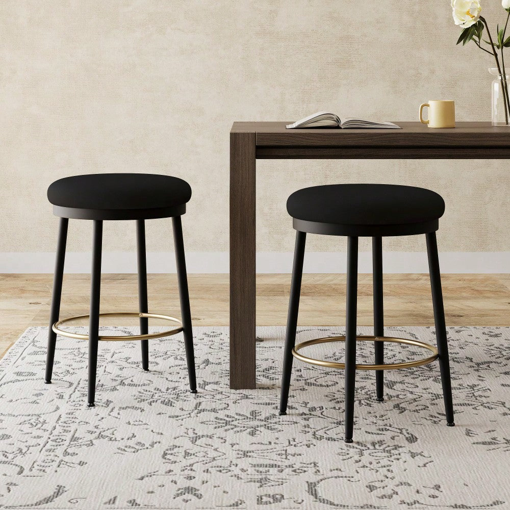 Stylish White Counter Stools Set Of 2 With Iron Frame And Comfortable Sponge Cushion For Kitchen Dining Room And Bedroom Use