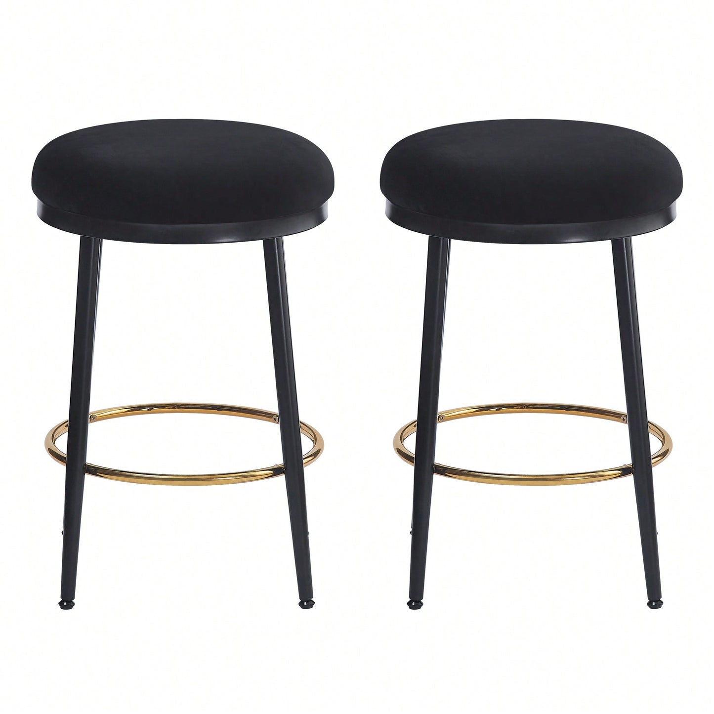 Stylish White Counter Stools Set Of 2 With Iron Frame And Comfortable Sponge Cushion For Kitchen Dining Room And Bedroom Use