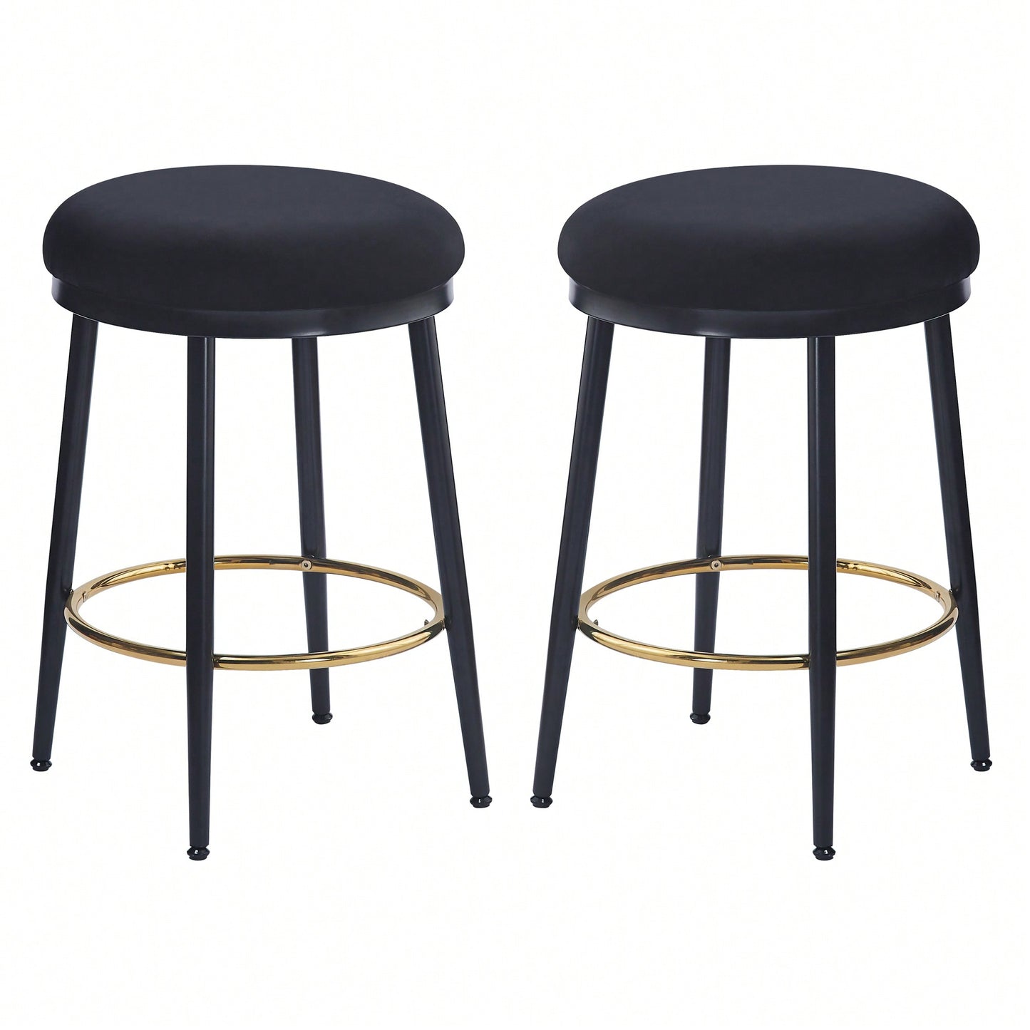 Stylish White Counter Stools Set Of 2 With Iron Frame And Comfortable Sponge Cushion For Kitchen Dining Room And Bedroom Use