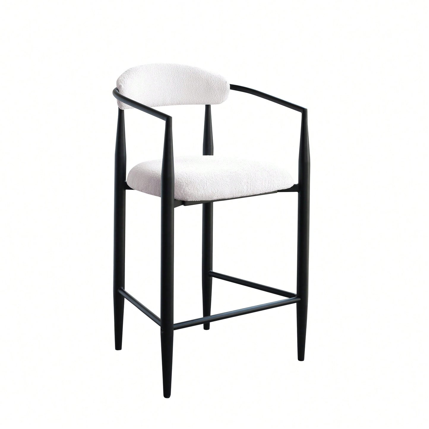 Set Of 2 Modern Upholstered Bar Stools With Metal Frame Vintage High Island Chairs For Kitchen Dining Room Home Pub