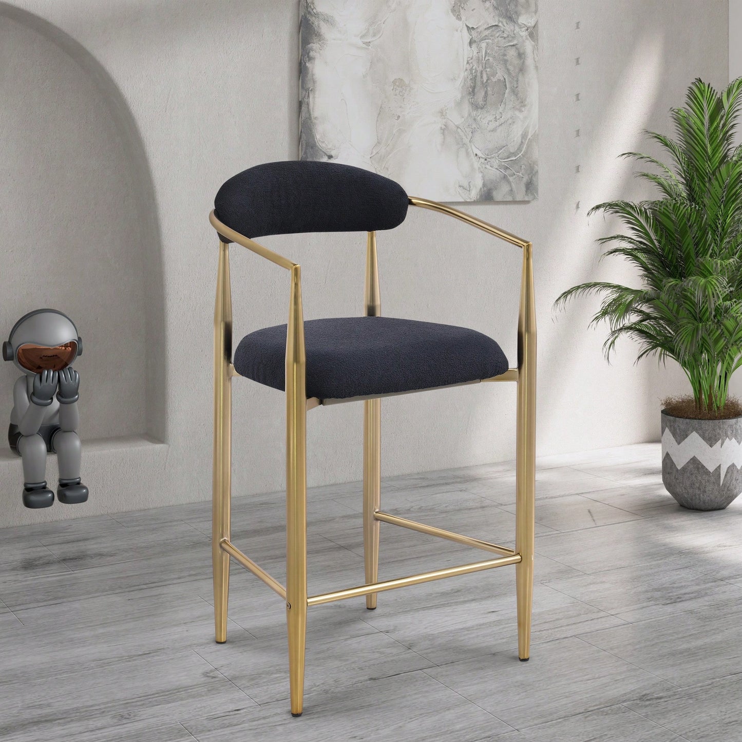 Set Of 2 Modern Upholstered Bar Stools With Metal Frame Vintage High Island Chairs For Kitchen Dining Room Home Pub