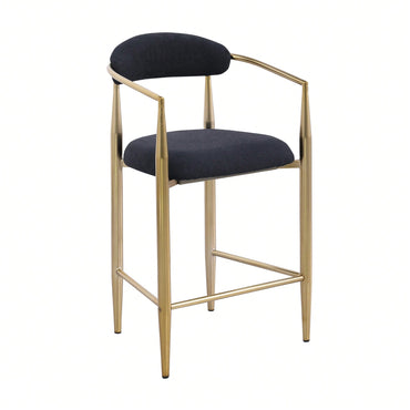 Set Of 2 Modern Upholstered Bar Stools With Metal Frame Vintage High Island Chairs For Kitchen Dining Room Home Pub