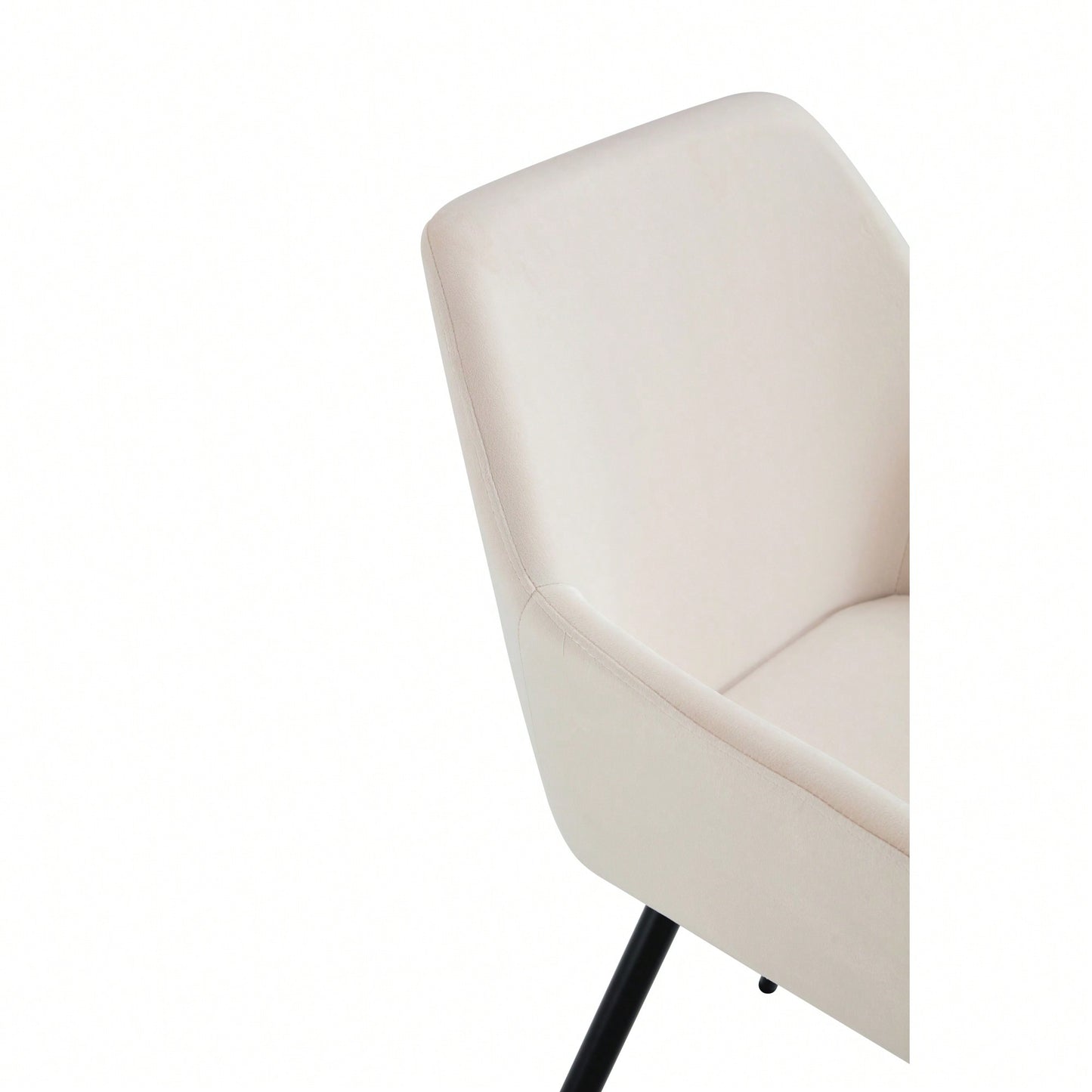 Set Of 2 Velvet Beige Accent Arm Chairs With Strong Black Metal Legs For Modern Living Room Dining Room Club Guest Seating