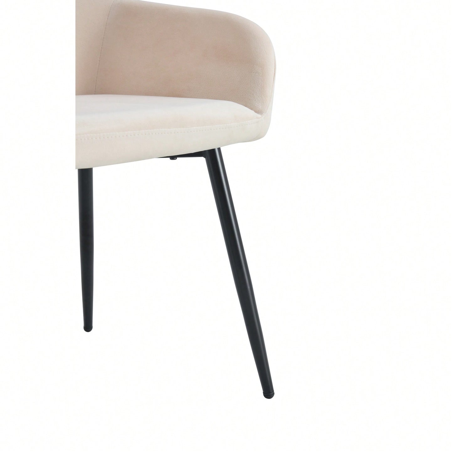 Set Of 2 Velvet Beige Accent Arm Chairs With Strong Black Metal Legs For Modern Living Room Dining Room Club Guest Seating