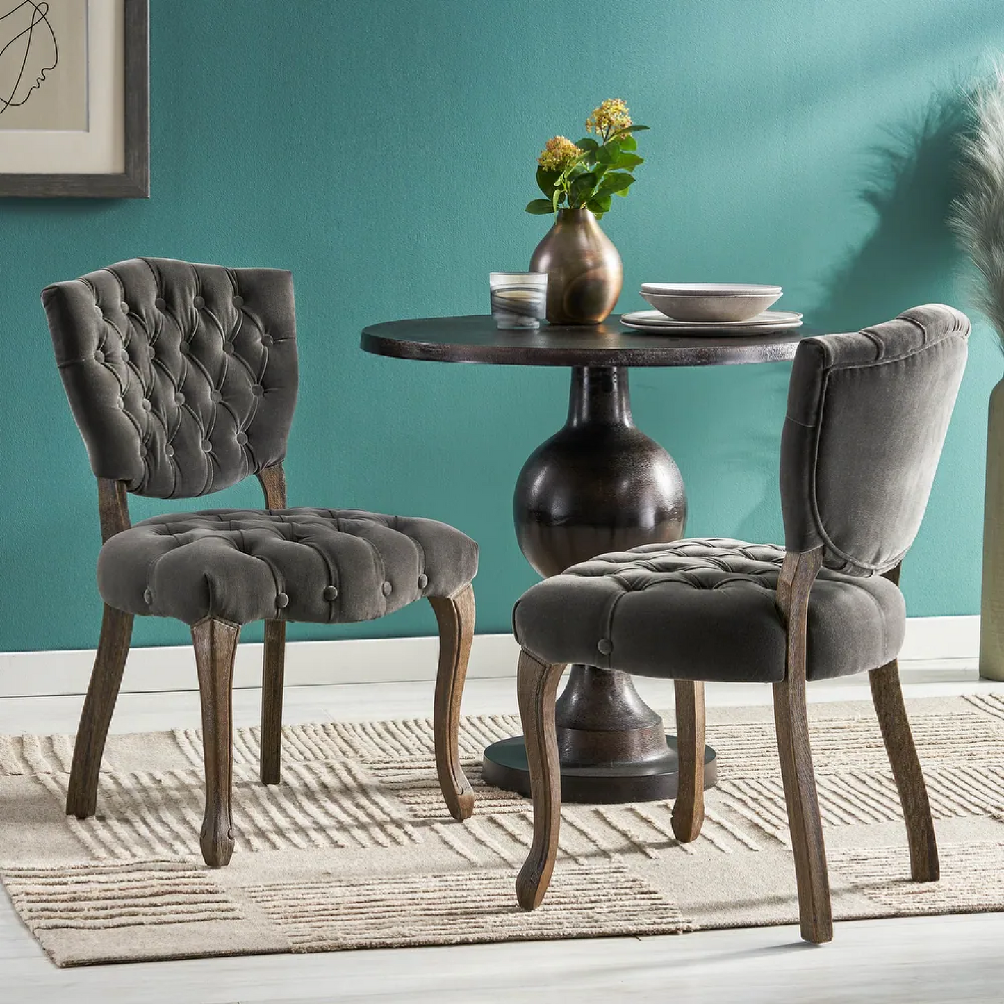 Elegant Tufted Accent Chairs Set Of 2 For Living Room Or Bedroom Decor