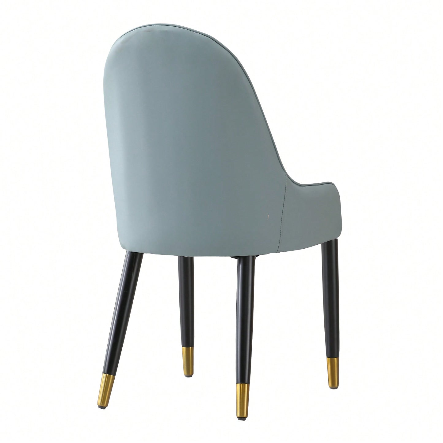 Set Of 2 Modern White And Green PU Leather Dining Chairs With Solid Wood And Metal Legs