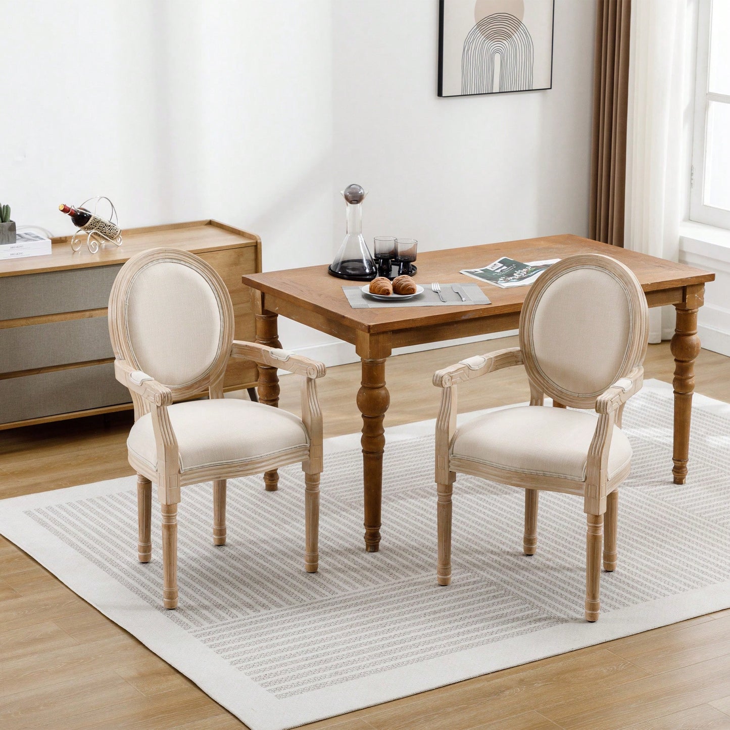 Elegant Cream Solid Wood Dining Chairs Set Of 2 For Timeless Home Decor