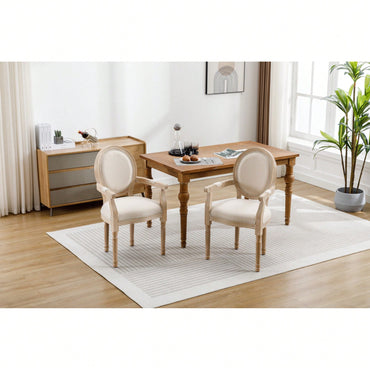 Elegant Cream Solid Wood Dining Chairs Set Of 2 For Timeless Home Decor
