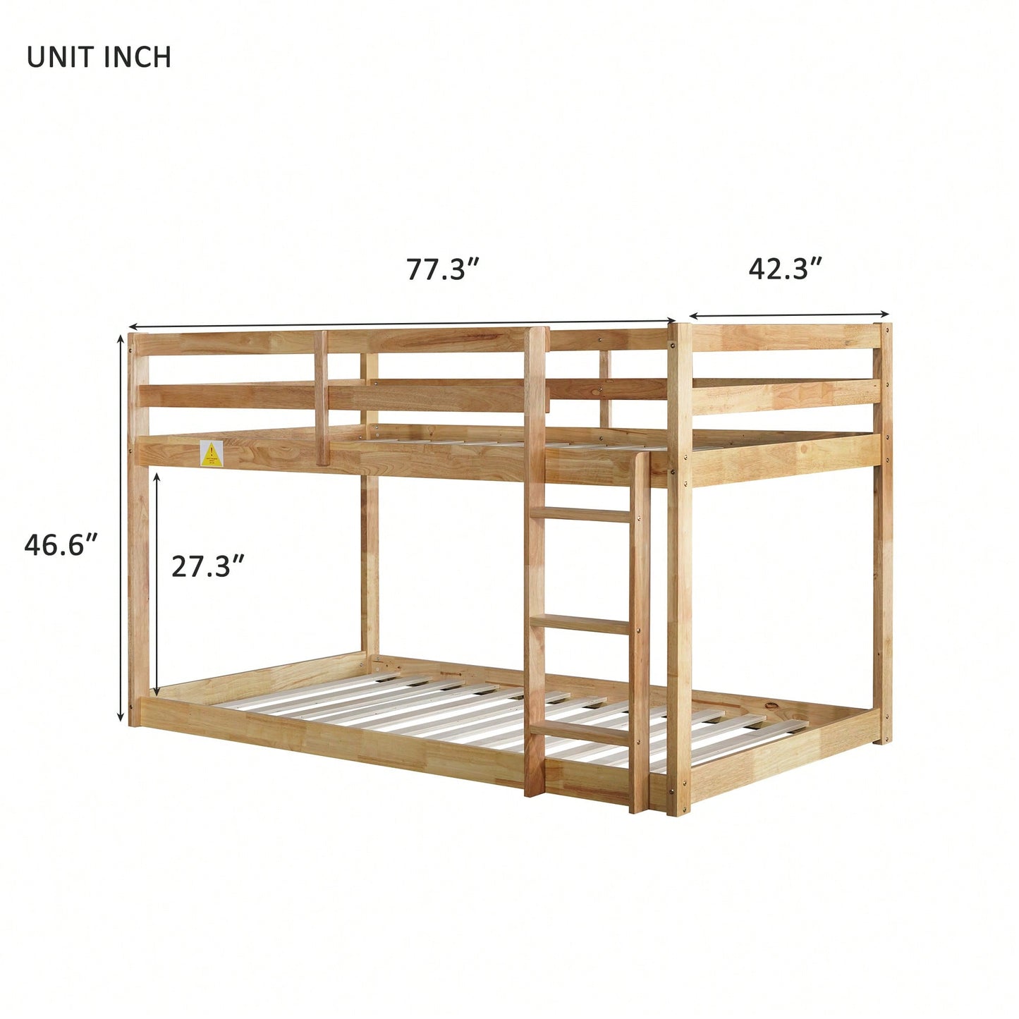 Solid Wood Twin Over Twin Loft Bed With Ladder And Reinforced Slats Natural