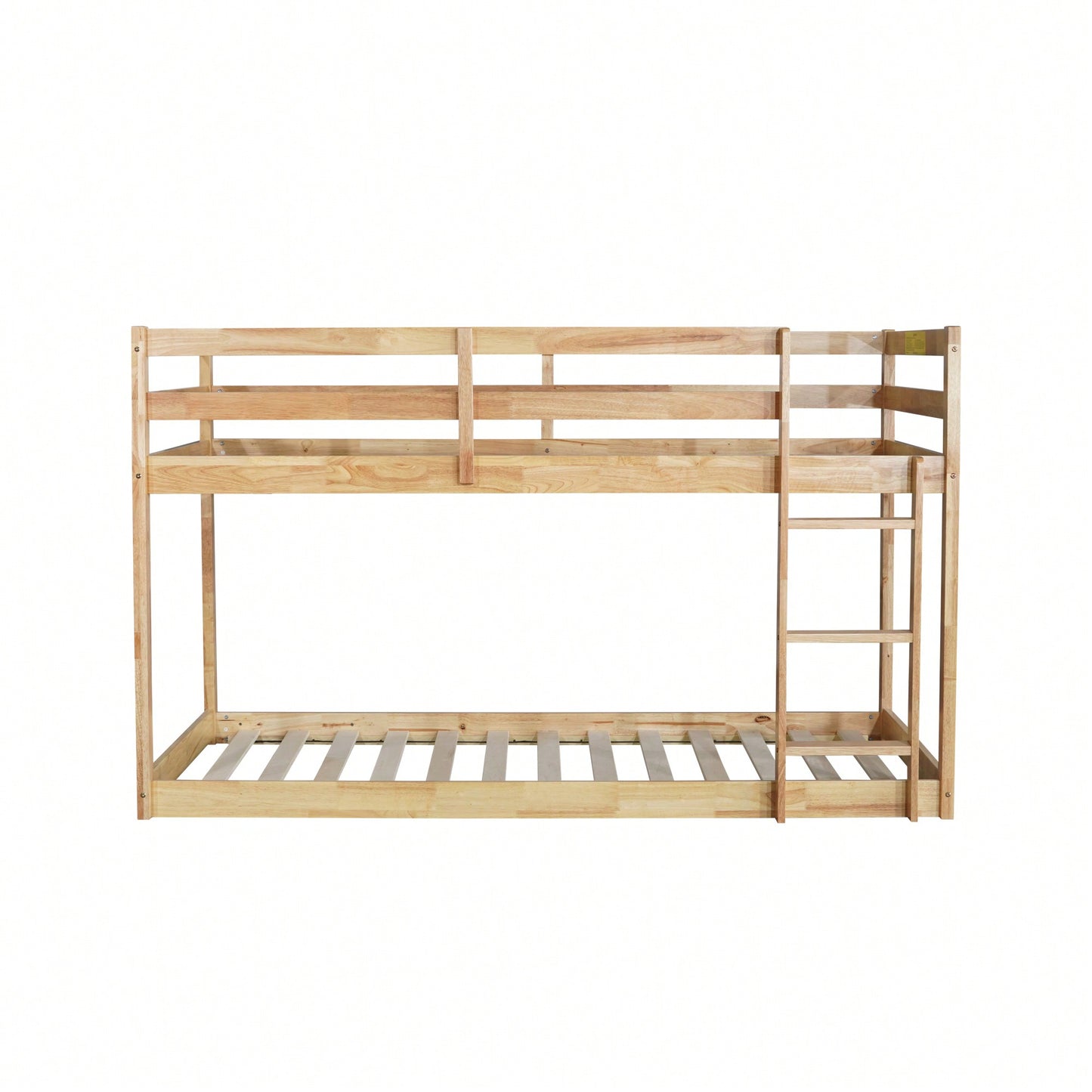 Solid Wood Twin Over Twin Loft Bed With Ladder And Reinforced Slats Natural