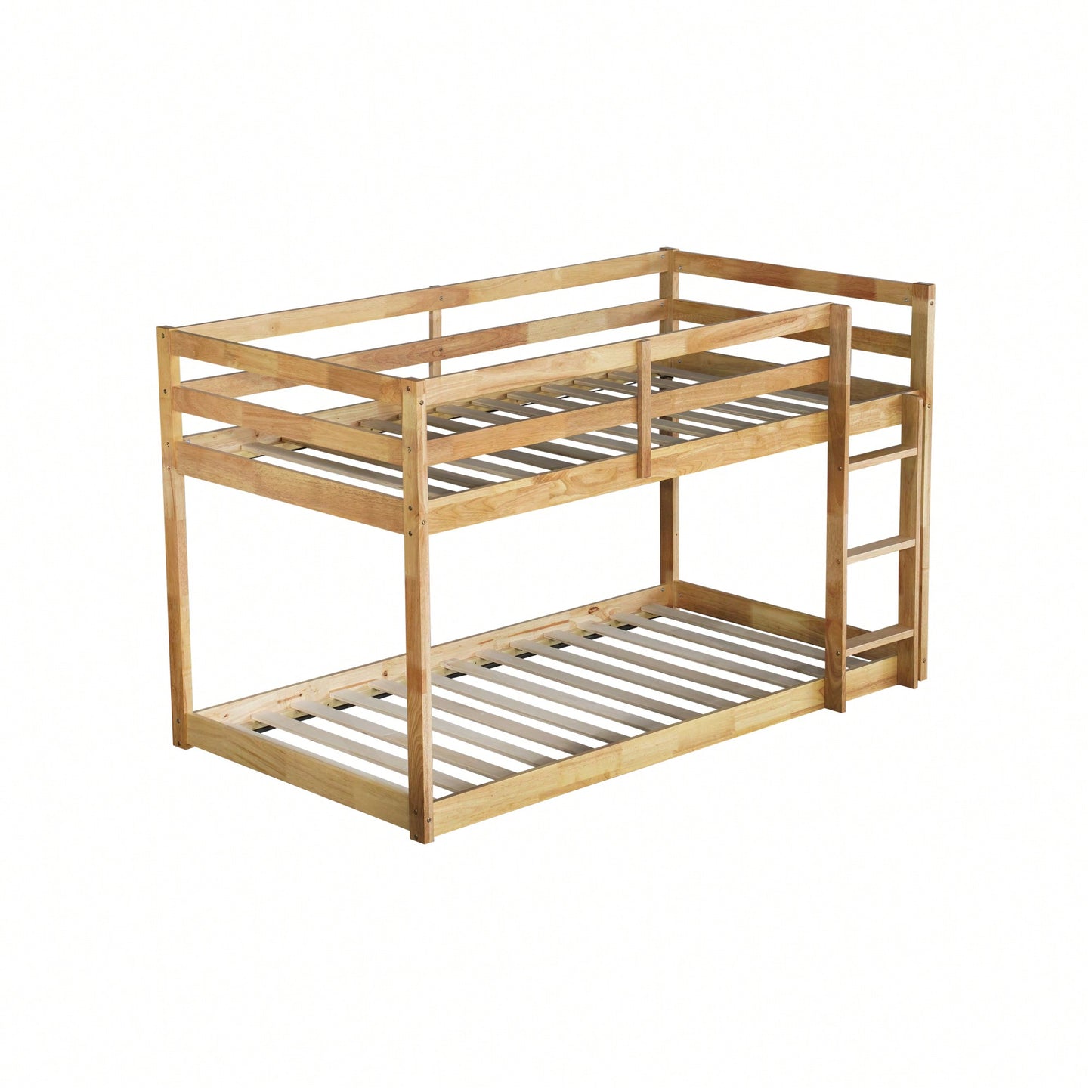 Solid Wood Twin Over Twin Loft Bed With Ladder And Reinforced Slats Natural
