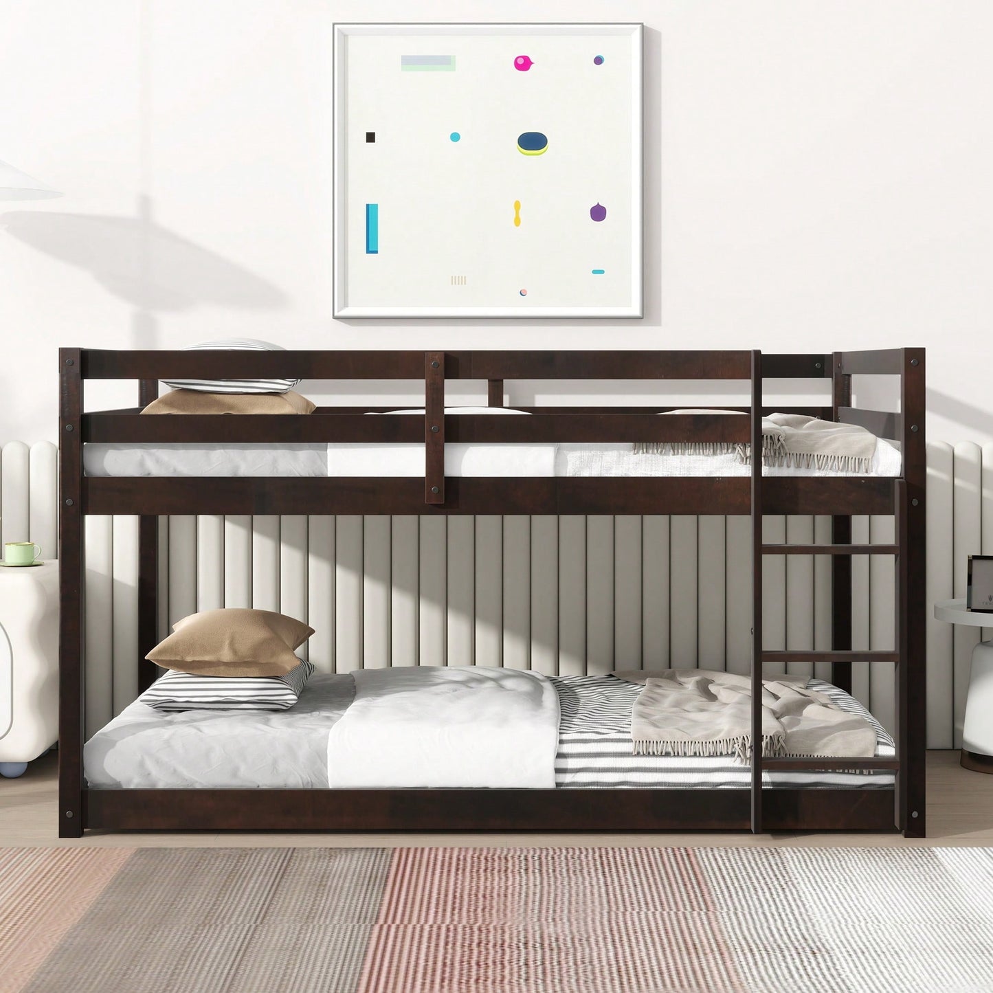 Solid Wood Twin Over Twin Loft Bed With Ladder And Reinforced Slats Natural