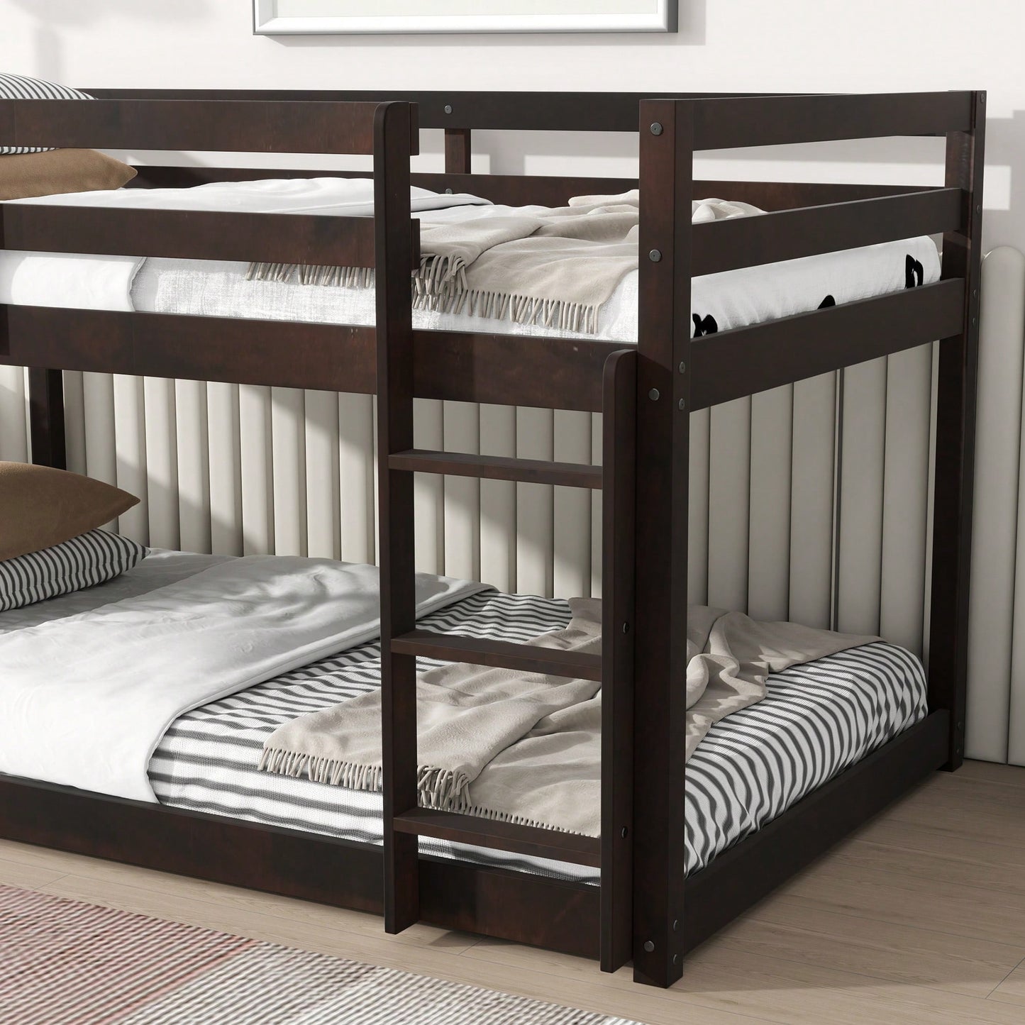 Solid Wood Twin Over Twin Loft Bed With Ladder And Reinforced Slats Natural