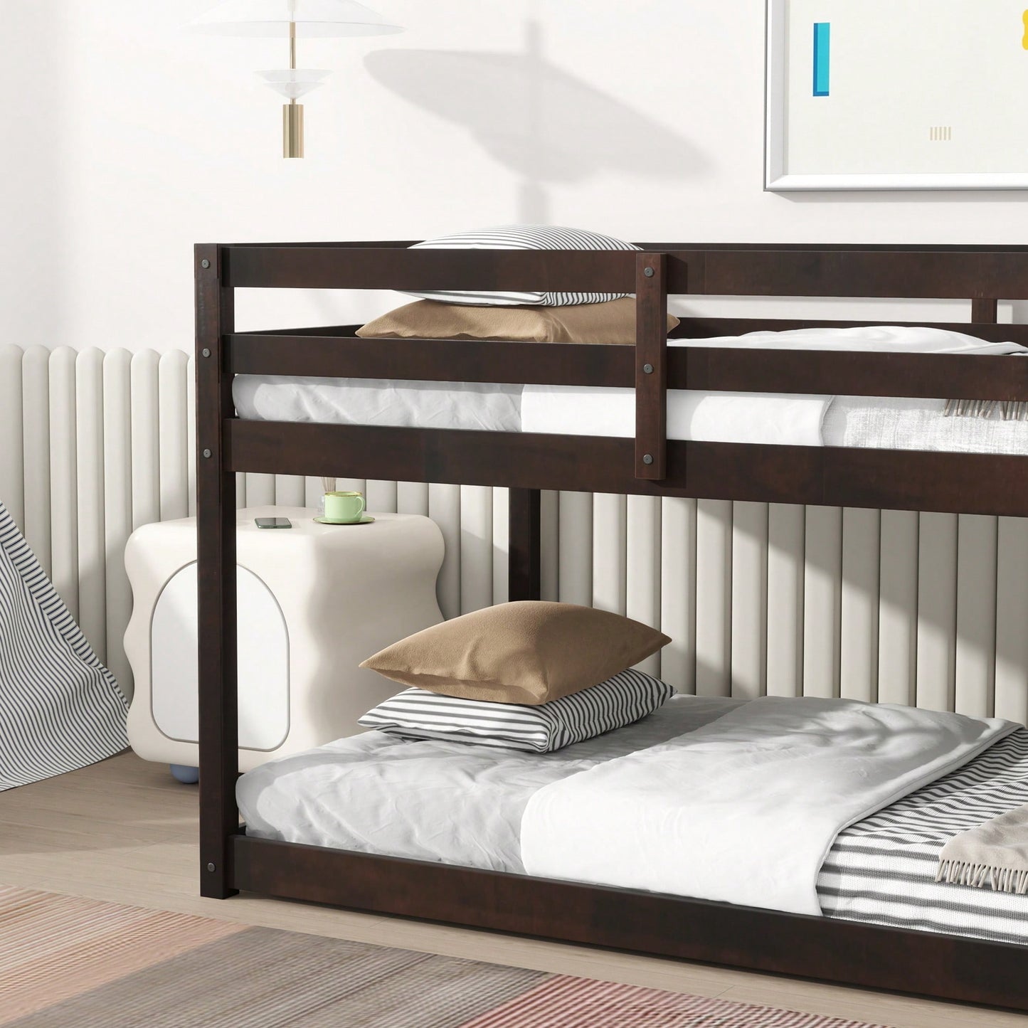 Solid Wood Twin Over Twin Loft Bed With Ladder And Reinforced Slats Natural