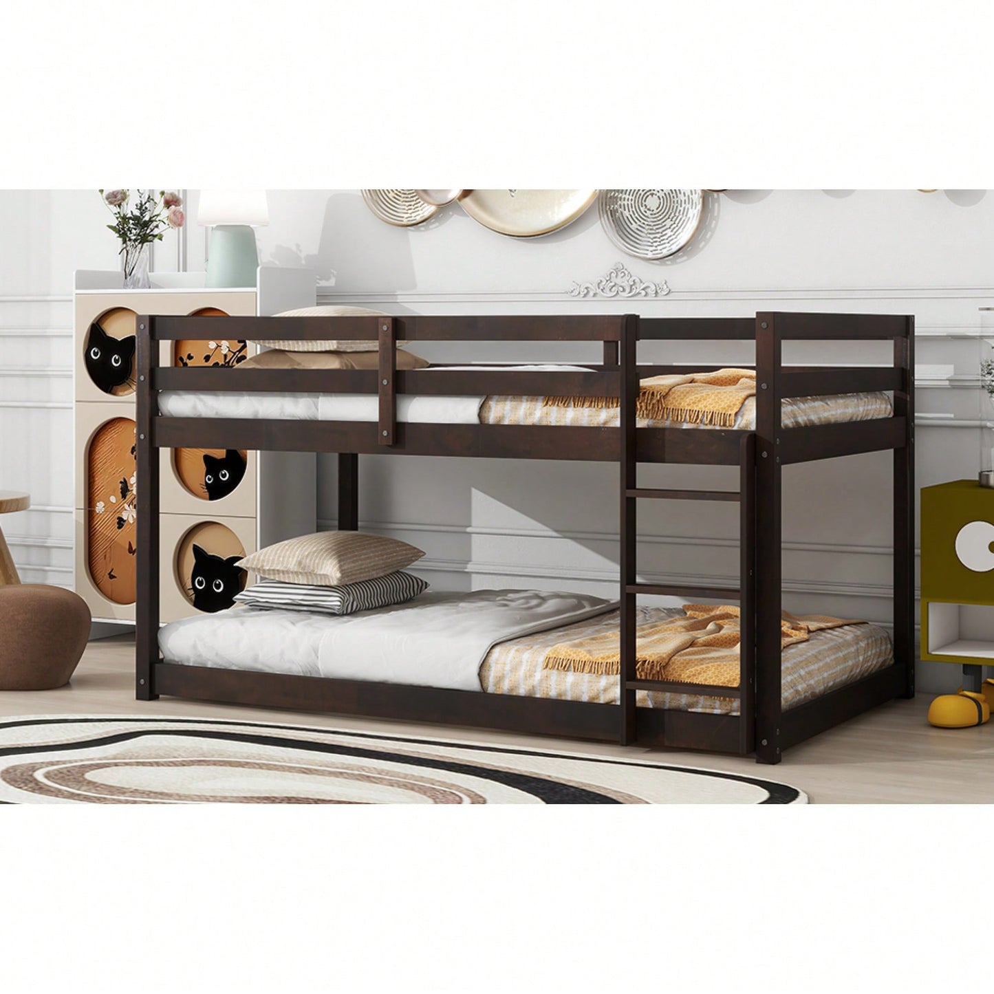 Solid Wood Twin Over Twin Loft Bed With Ladder And Reinforced Slats Natural