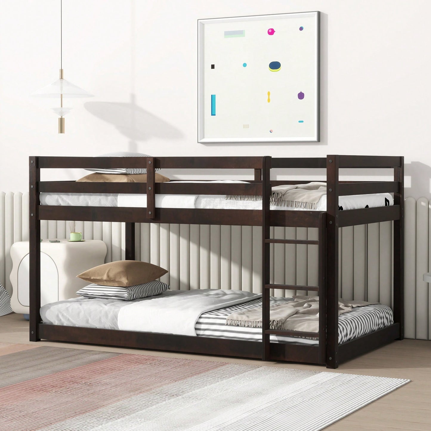 Solid Wood Twin Over Twin Loft Bed With Ladder And Reinforced Slats Natural